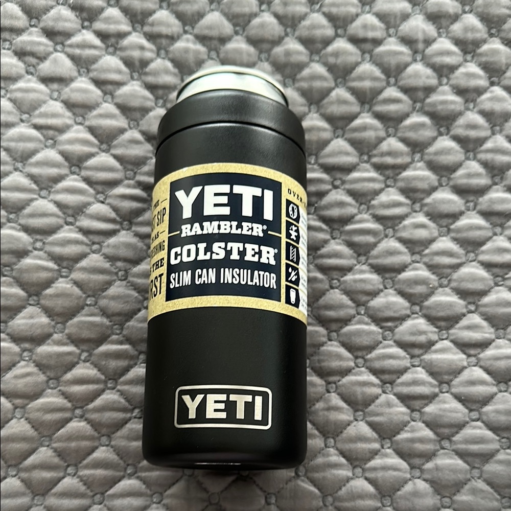 YETI Black Rambler Slim Can Cooler
